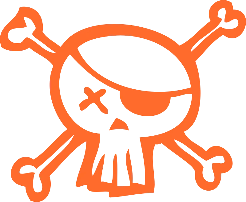 Pegatina de vinilo de una calavera pirata